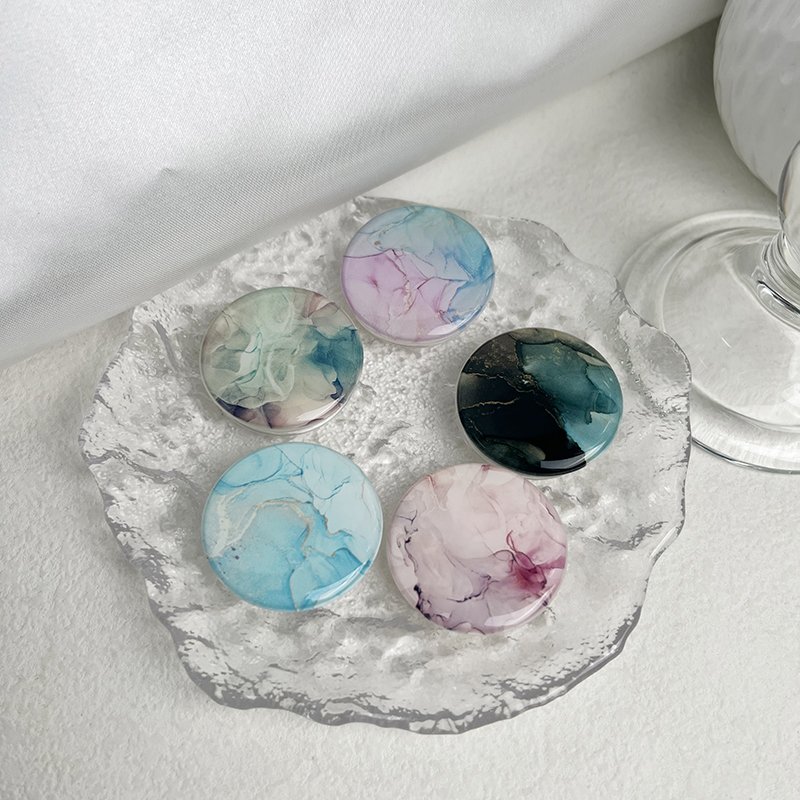 Wholesale Marble Textures Phone Holder Epoxy Transparent Phone Grip Poppings Up Phone Socket Custom Logo