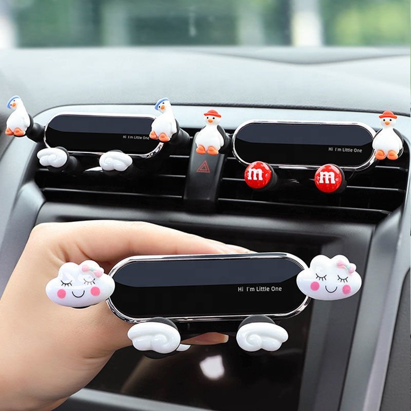 ABS PC Mirror Portable Car With Girl Cartoon Fixed Support Navigation Car Air Outlet Mobile Phone Holder