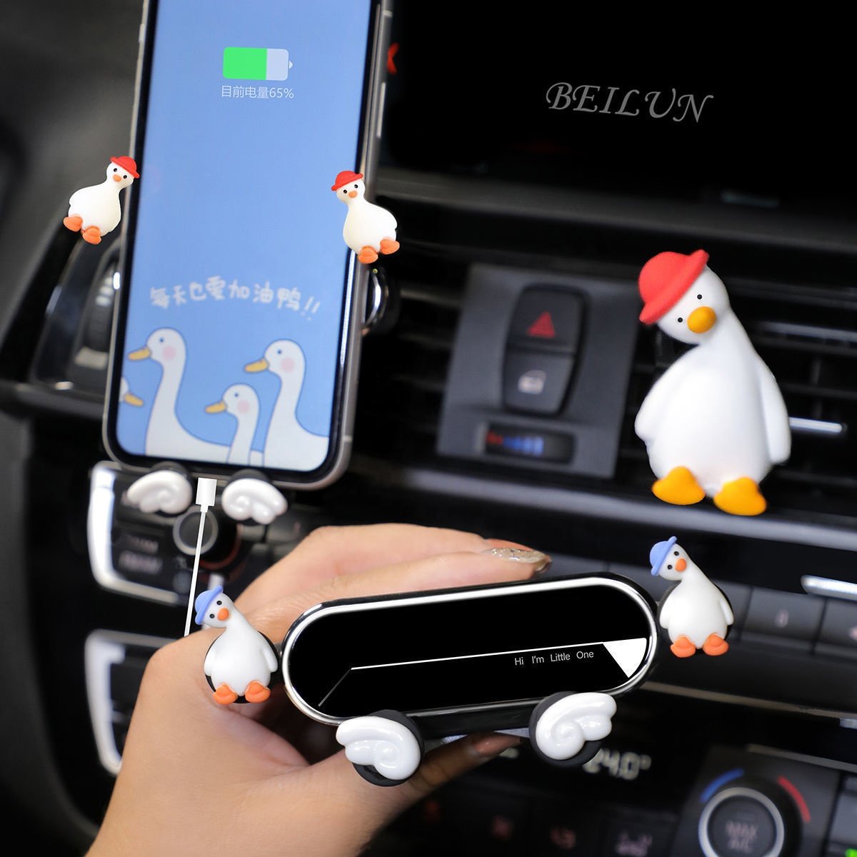 ABS PC Mirror Portable Car With Girl Cartoon Fixed Support Navigation Car Air Outlet Mobile Phone Holder