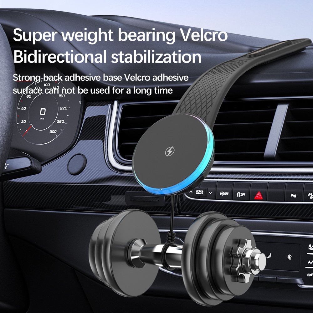 NEW QI2 Standard LED N52 Magnetic Car Wireless Charger Phone Holder For iPhone Samsung Galaxy Bendable Car Charger Mount