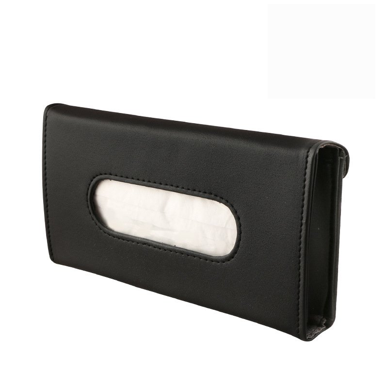 High Quality Car Sun Visor Tissue Box Bag Pu Leather Car Visor Hanging Tissue Pocket Holder