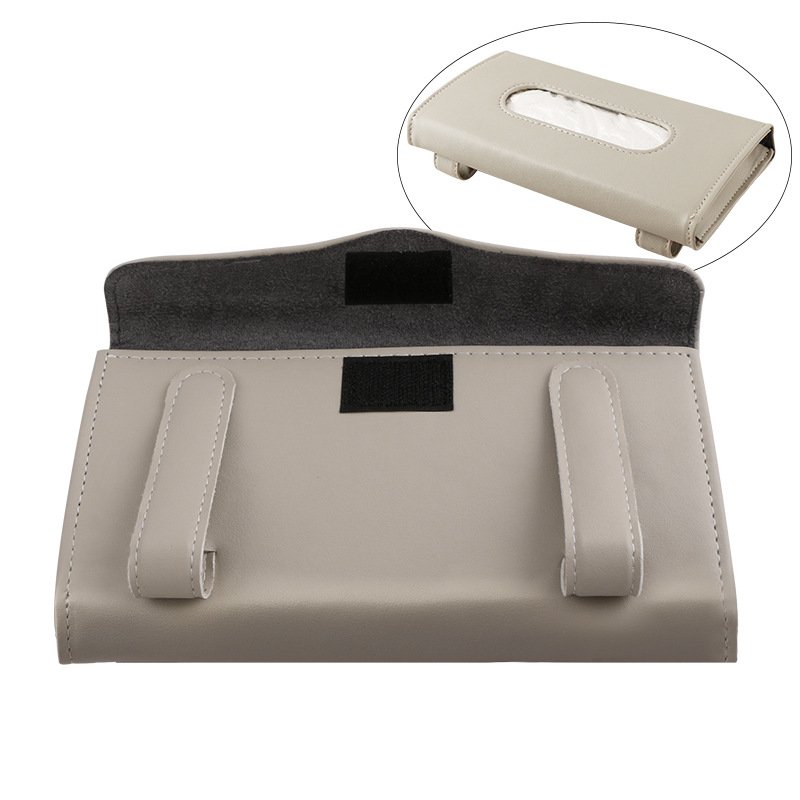 High Quality Car Sun Visor Tissue Box Bag Pu Leather Car Visor Hanging Tissue Pocket Holder