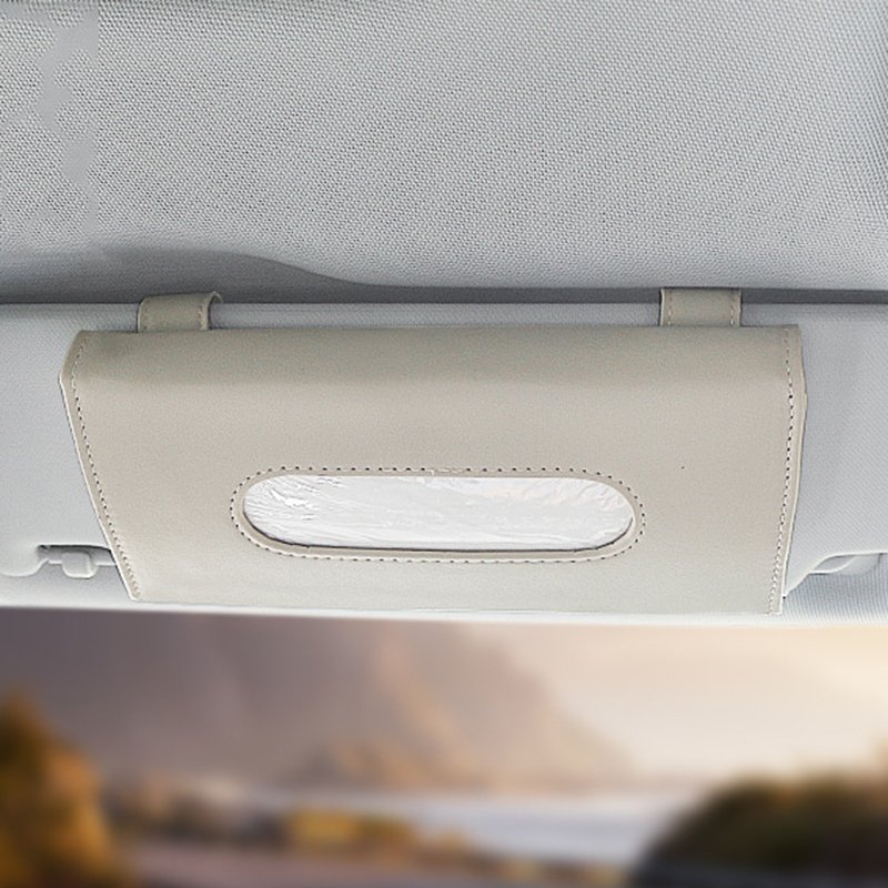 High Quality Car Sun Visor Tissue Box Bag Pu Leather Car Visor Hanging Tissue Pocket Holder