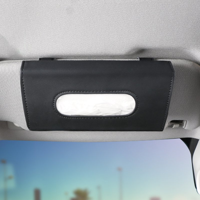 High Quality Car Sun Visor Tissue Box Bag Pu Leather Car Visor Hanging Tissue Pocket Holder