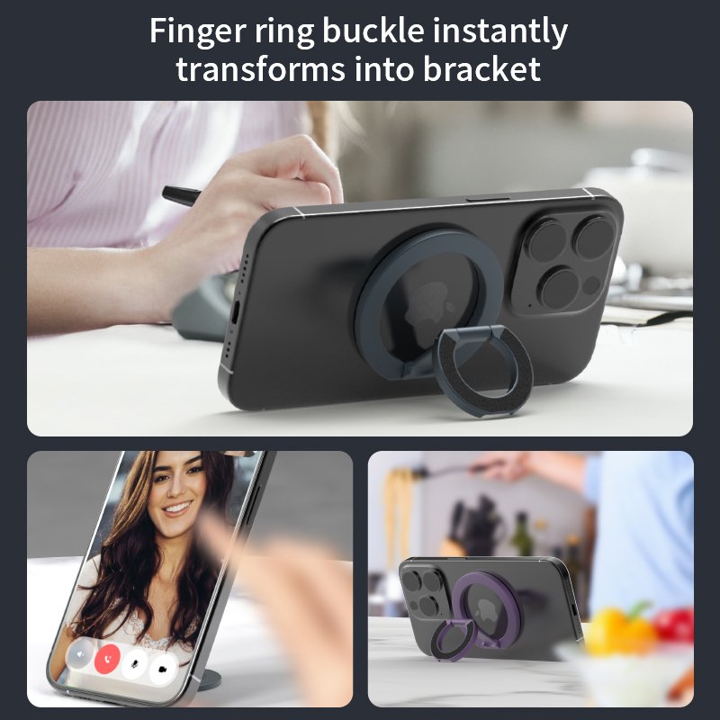 double-sided magnetic phone holder metal desktop ring holder alloy material lightweight and stylish mobile holder