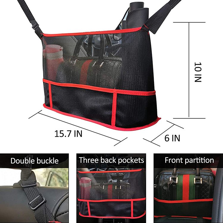 Pocket Handbag Holder Car Net Seat Back Organizer Mesh Large Capacity Bag for Purse Storage Phone Documents Pocket