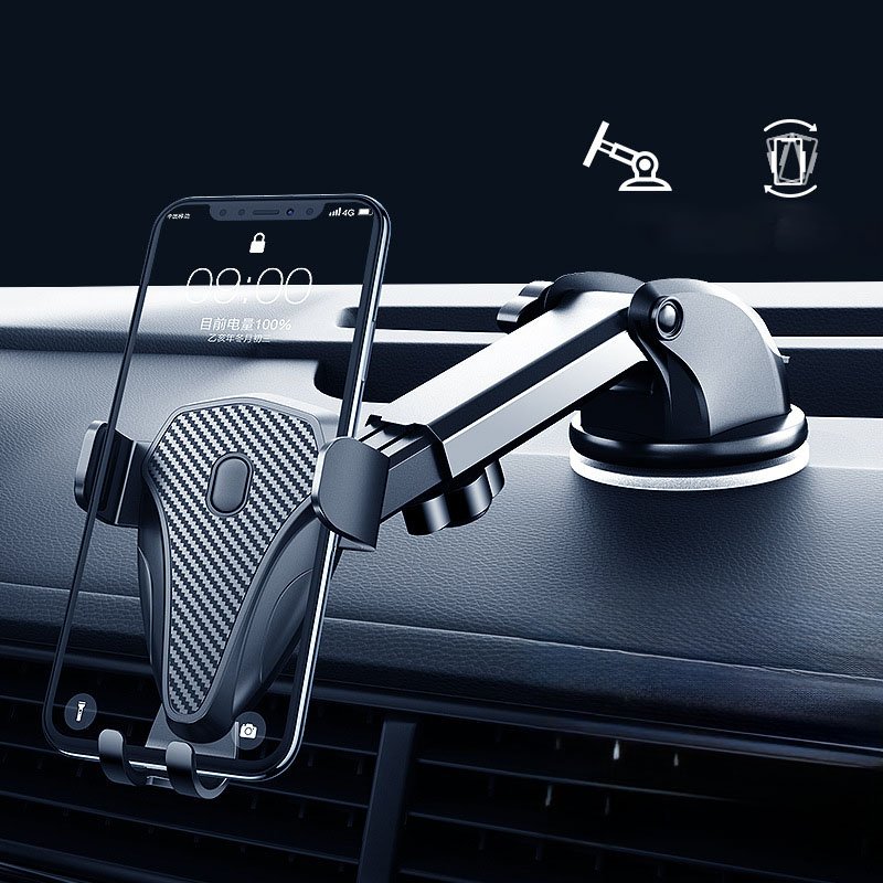2 In 1 Suction Cup Air Vent Car Holder Carbon Fiber 360 Rotation Adjustable Car Phone Holder For Dashboard Windshield