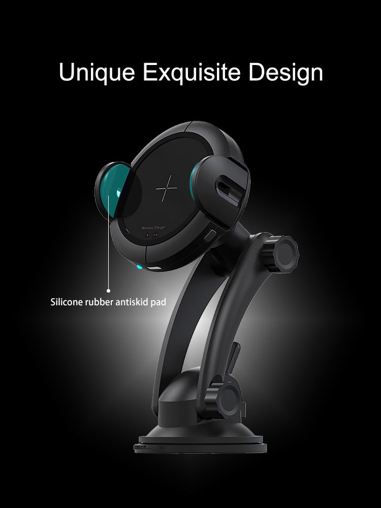 Unique iRobot design Infrared Sensing Automatic Clamps Car Holder wireless charger for mobile phone
