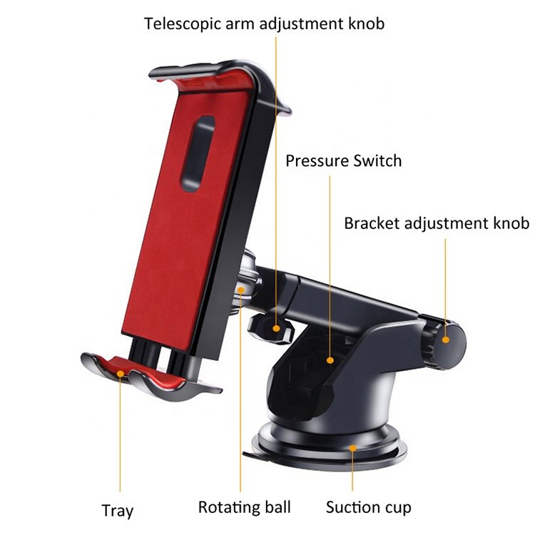 Long Arm Tablet PC Suction Cup Mount Stand Windshield Car Dashboard Phone Holder