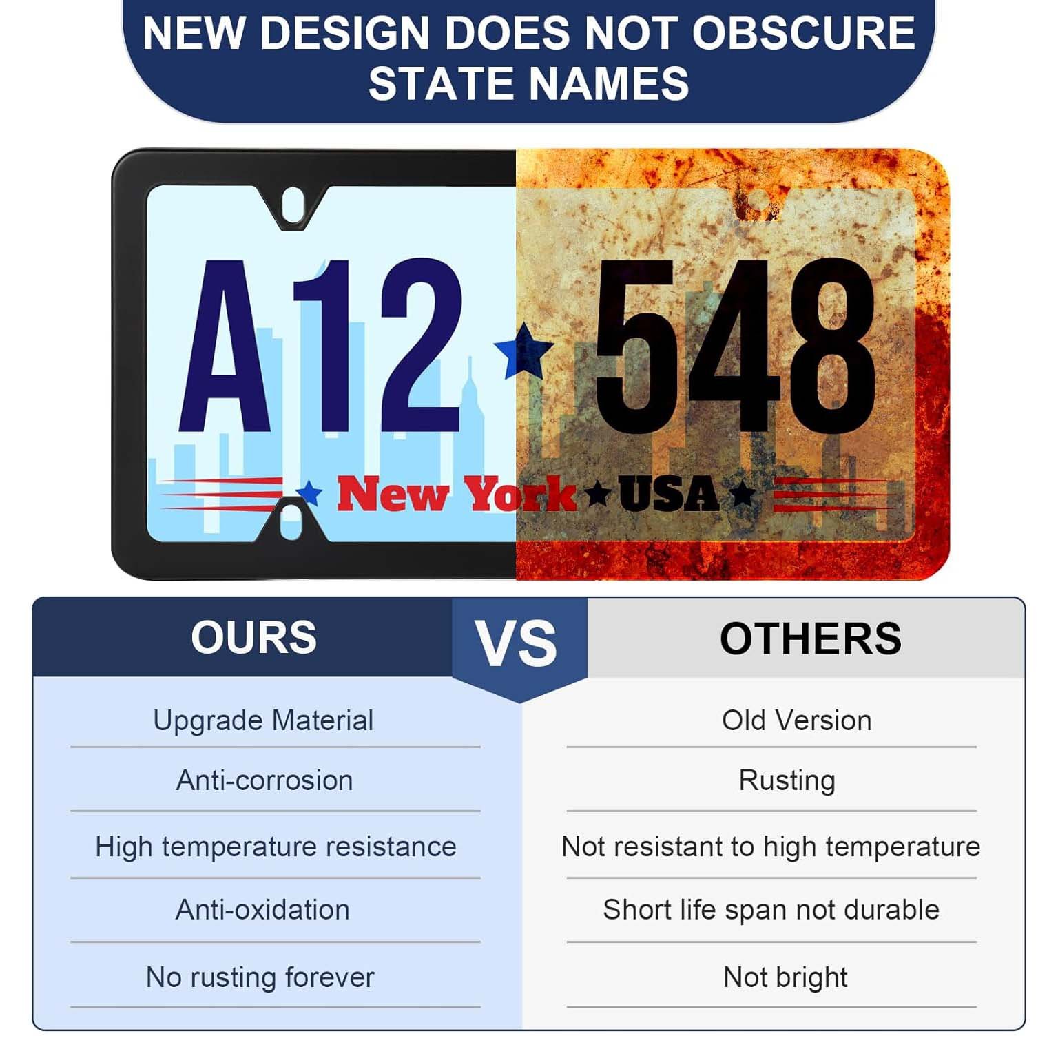 Black License Plate Frames, Personalised Aluminium License Plate Cover, License Plate Holder Car Accessories with Screw Caps