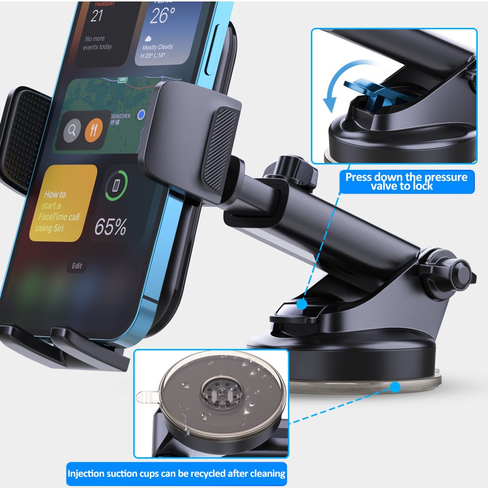 New 360 Degree Rotatable Retractable Long Arms Strong Suction Flexible Car Phone Holder Dashboard Mount For All Phone Car Holder