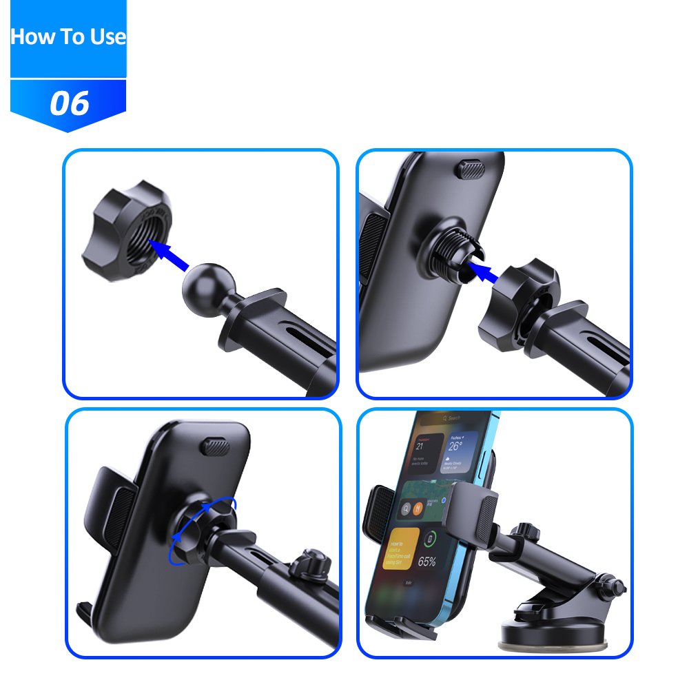 New 360 Degree Rotatable Retractable Long Arms Strong Suction Flexible Car Phone Holder Dashboard Mount For All Phone Car Holder