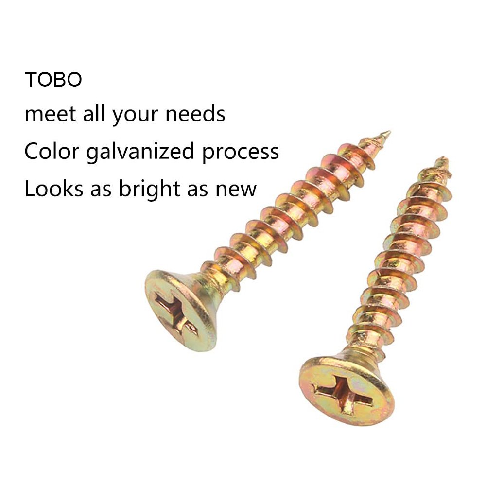 TOBO Piece Chipboard Screw Zinc-Plated Extra Strong Countersunk Drive Head Tapping Screw Wood Screws