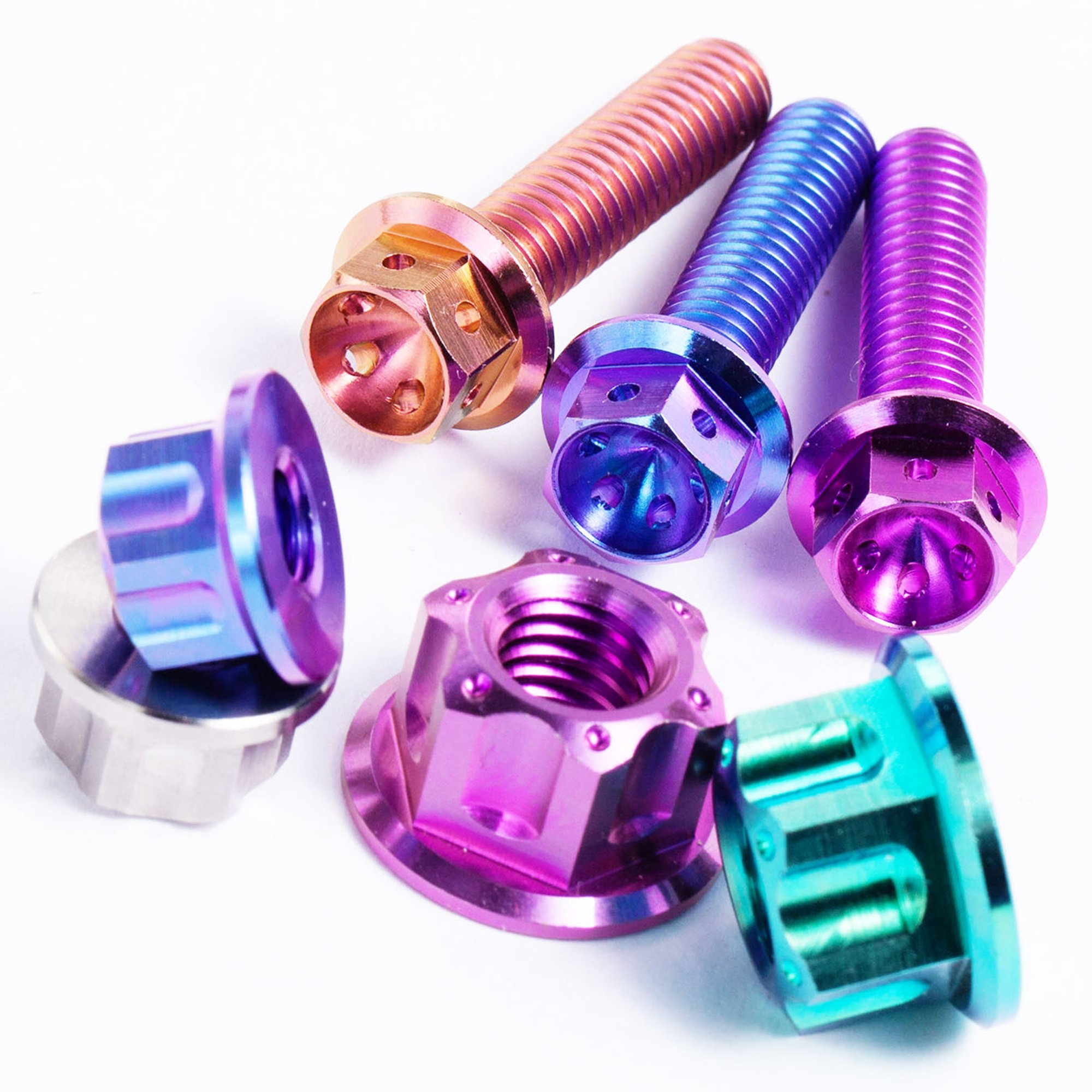M8 M10 M12 Gr5 Titanium Bolts M10 M6 Anodized Hex Flanged bolt titanium Nut DIN6921 titanium bolts motorcycle