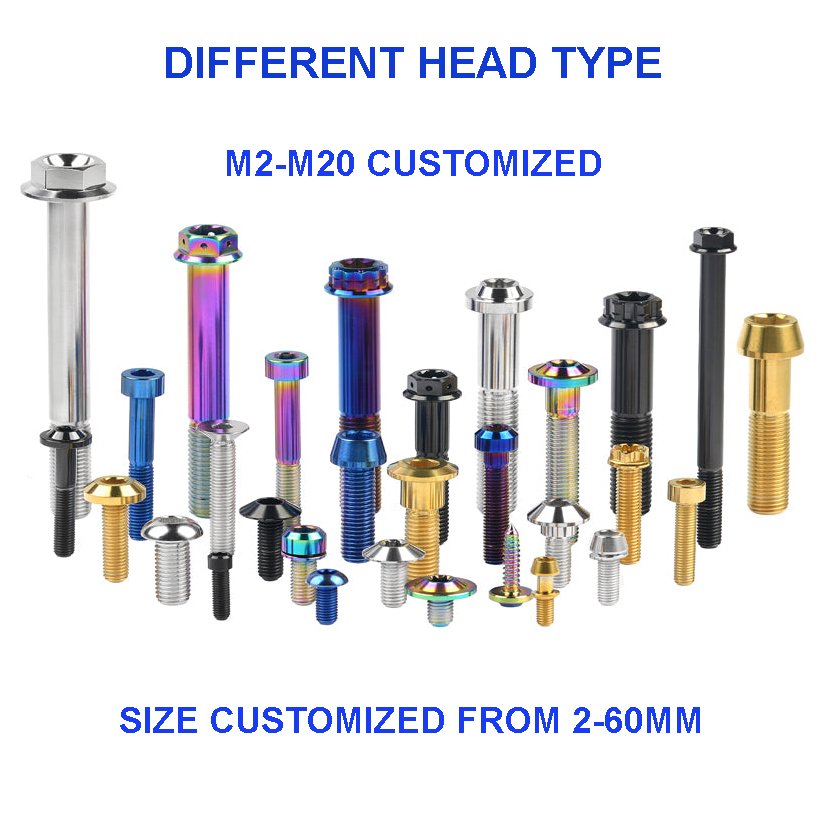 M8 M10 M12 Gr5 Titanium Bolts M10 M6 Anodized Hex Flanged bolt titanium Nut DIN6921 titanium bolts motorcycle