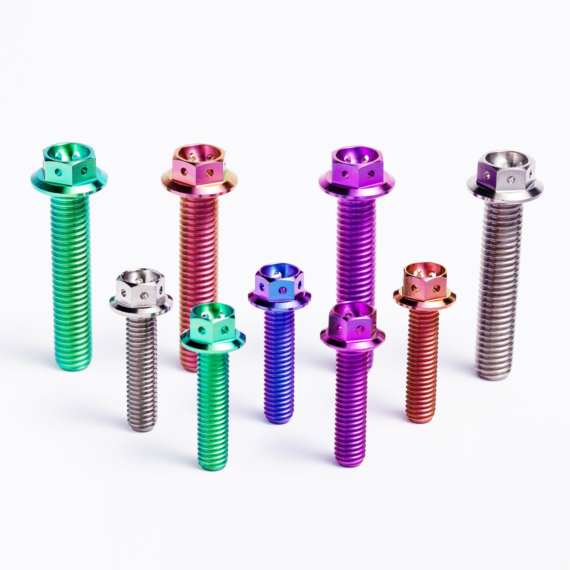 M8 M10 M12 Gr5 Titanium Bolts M10 M6 Anodized Hex Flanged bolt titanium Nut DIN6921 titanium bolts motorcycle