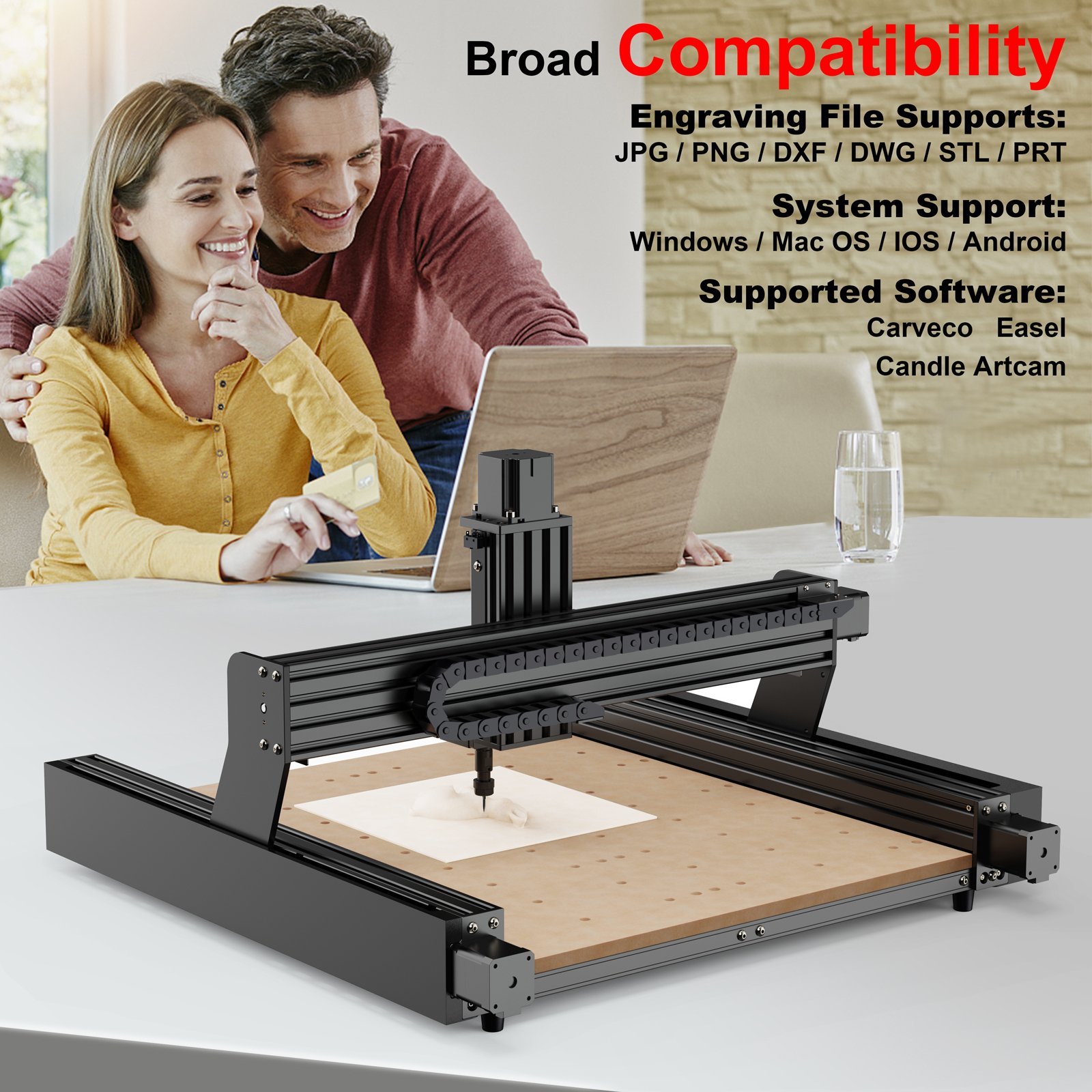 TWOTREES TTC450 Desktop CNC Powerful 775 Spindle Leadscrew Driven 3-Axis 460*460*80mm Work Area Home Use wood routers diy