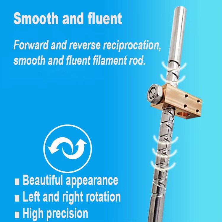 304# Steel Reciprocating Screw 6mm 8mm 10mm 15mm 16mm 20mm 25mm with Square Brass Block Nut leadScrews Self Reversing Screw