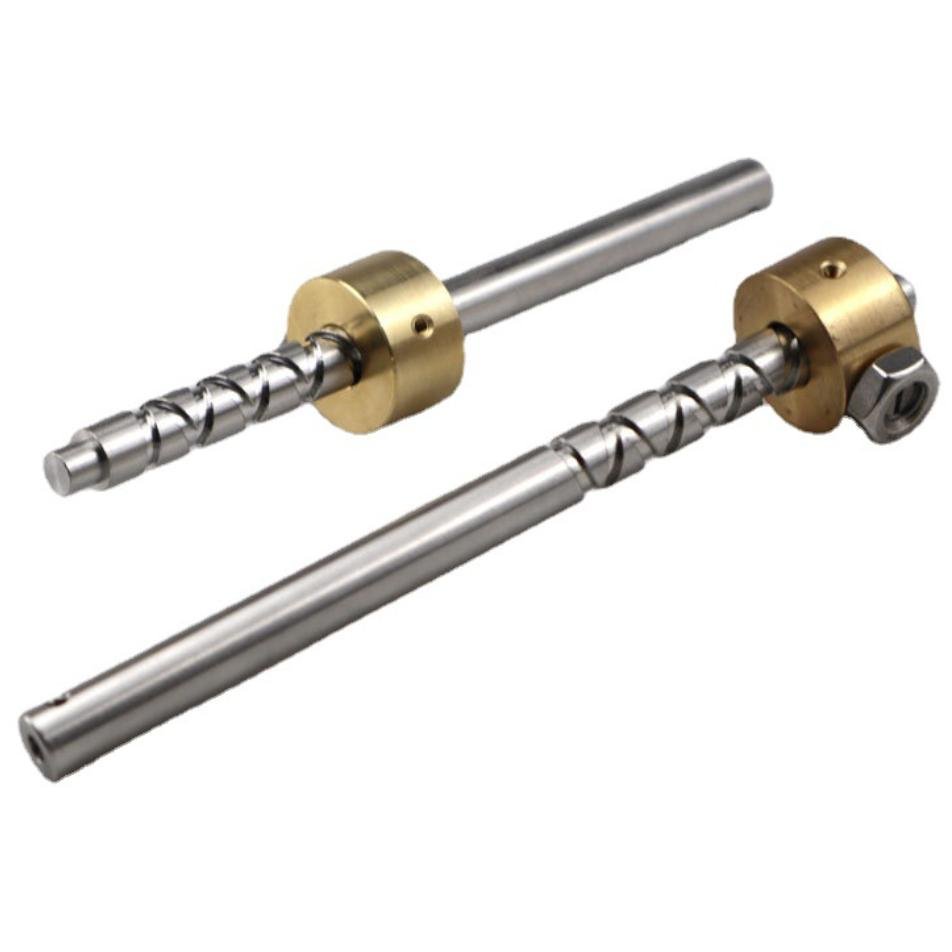 304# Steel Reciprocating Screw 6mm 8mm 10mm 15mm 16mm 20mm 25mm with Square Brass Block Nut leadScrews Self Reversing Screw