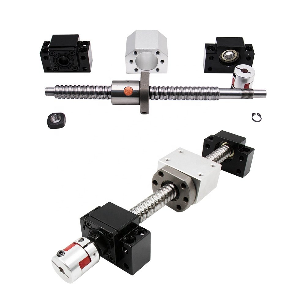 HLTNC 5mm lead Bearing Steel Ball Screw Set SFU1605 With Single Ball Nut BKBF12 coupling nut housing For CNC can customizable