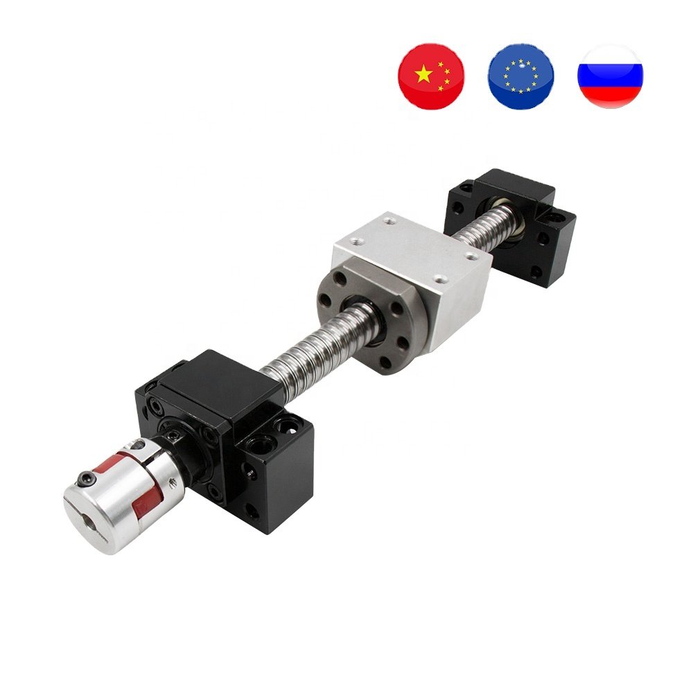 HLTNC 5mm lead Bearing Steel Ball Screw Set SFU1605 With Single Ball Nut BKBF12 coupling nut housing For CNC can customizable