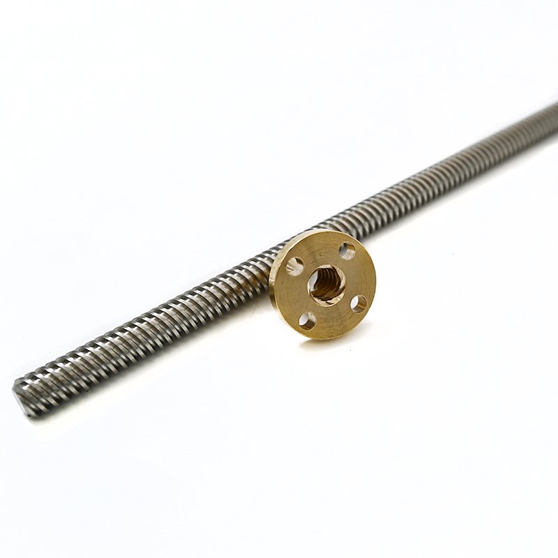 16mm Tr16*4 Tr16x4 Stainless Steel Threaded Rod Trapezoidal Thread Lead Screw with Flange Brass Nut for 3D Printer