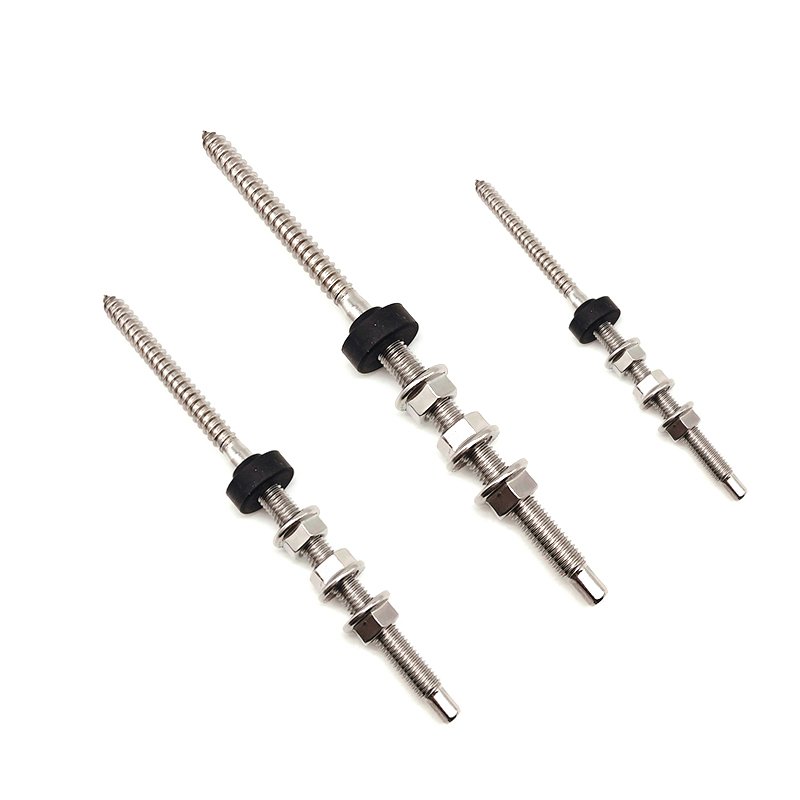 B8M Steel Solar Roof Bolt M10 B8 Dowel Screw Stainless Steel 3/8 Hanger Bolt For Solar Mounting