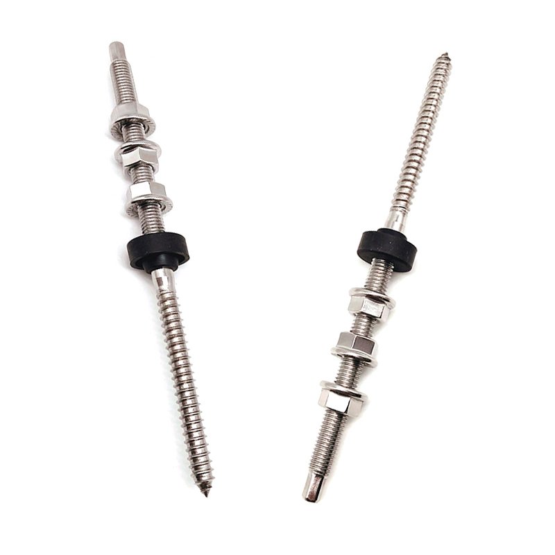 B8M Steel Solar Roof Bolt M10 B8 Dowel Screw Stainless Steel 3/8 Hanger Bolt For Solar Mounting