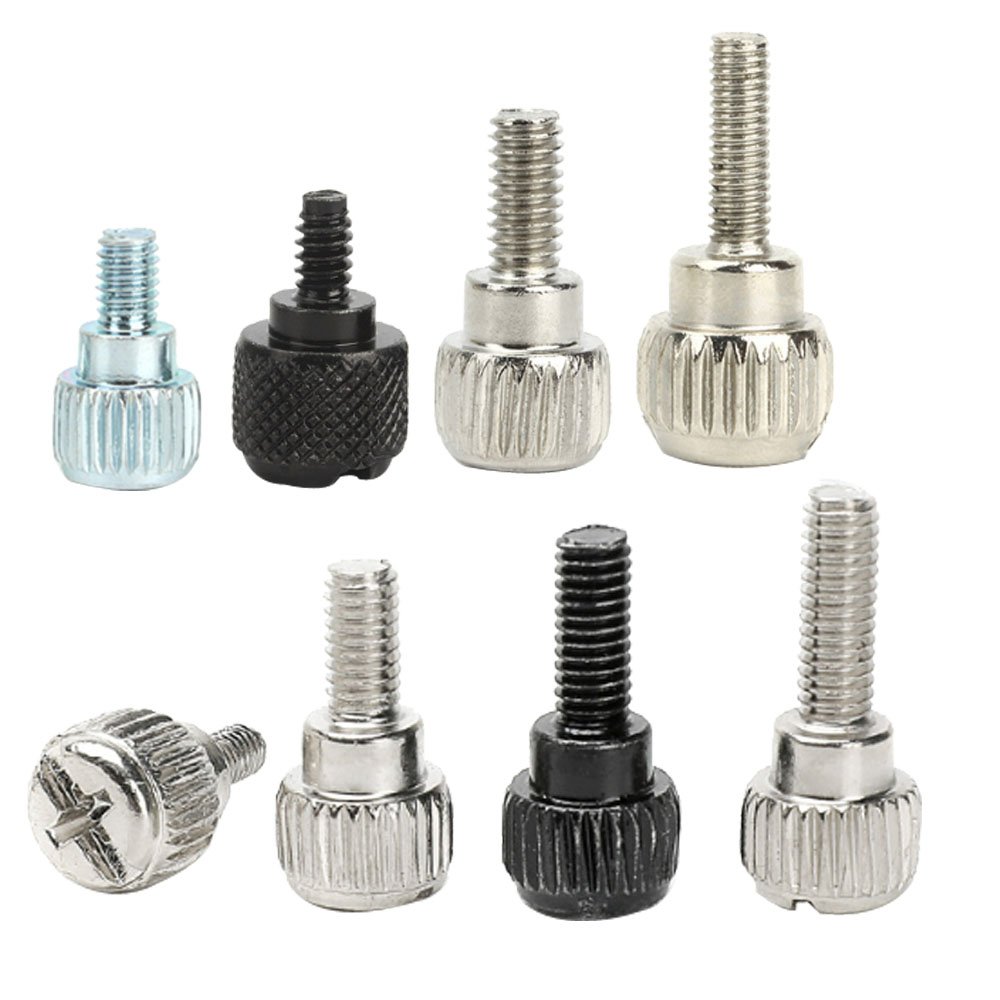 Custom M2.5 M3 M4 M5 M8 Black Slotted Anodized Aluminum Stainless Steel Brass Threaded Knurled Captive Shoulder Thumb Screw