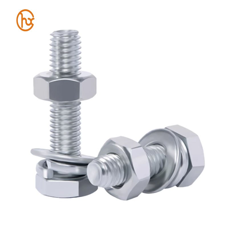 Grade 4.8 8.8 10.9 12.9 Black Oxide Zinc Plated Hexagon Bolt wtih Nut and Spring Washer Flat Washer Hex Head Bolt Assemblies