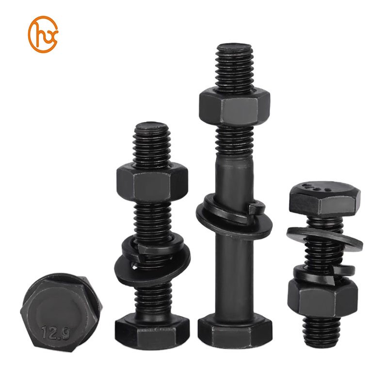 Grade 4.8 8.8 10.9 12.9 Black Oxide Zinc Plated Hexagon Bolt wtih Nut and Spring Washer Flat Washer Hex Head Bolt Assemblies
