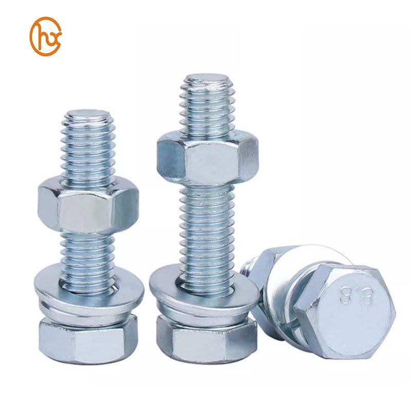 Grade 4.8 8.8 10.9 12.9 Black Oxide Zinc Plated Hexagon Bolt wtih Nut and Spring Washer Flat Washer Hex Head Bolt Assemblies