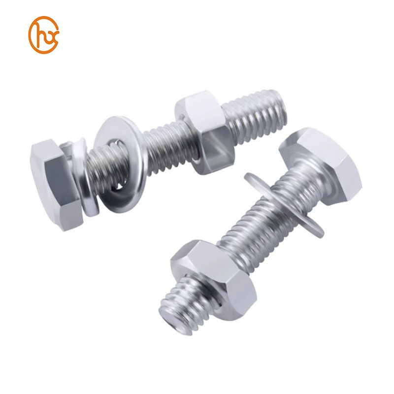 Grade 4.8 8.8 10.9 12.9 Black Oxide Zinc Plated Hexagon Bolt wtih Nut and Spring Washer Flat Washer Hex Head Bolt Assemblies