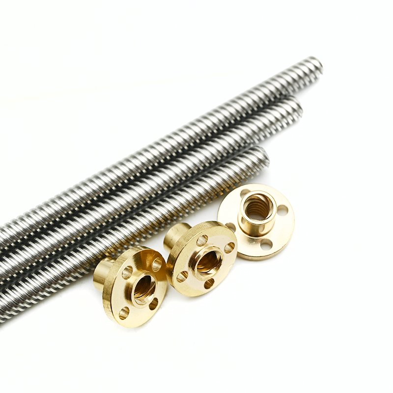 304 stainless steel Tr8*8 lead screw 600mm length trapezoidal lead screw with brass nut