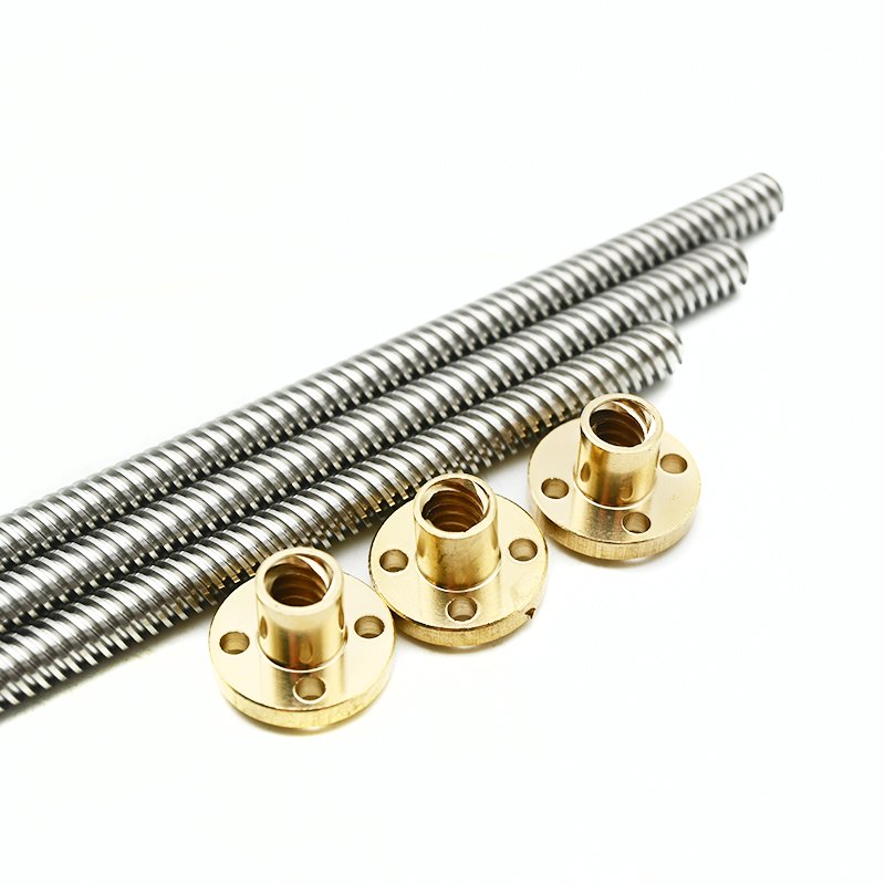 304 stainless steel Tr8*8 lead screw 600mm length trapezoidal lead screw with brass nut