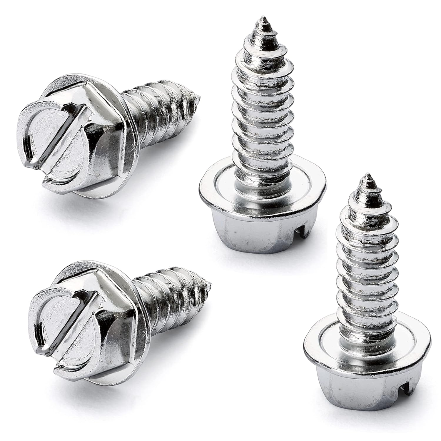 License Plate Screw for Front & Rear Plates with Rustproof Slotted Hexagonal Hex Washer Head Finish Self Tapping Screws