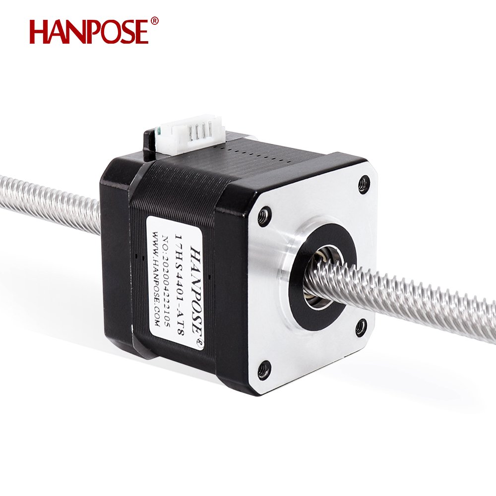 HANPOSE Superior quality 42HA40-T8*8 40N.cm 200mm nema17 Through screw motor for 3d printing leadscrew 12v stepper motor nema17