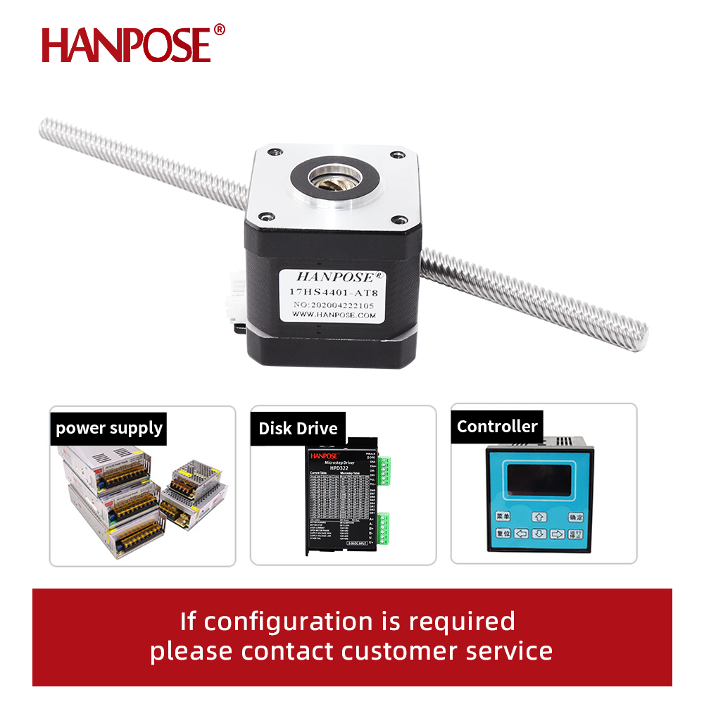 HANPOSE Superior quality 42HA40-T8*8 40N.cm 200mm nema17 Through screw motor for 3d printing leadscrew 12v stepper motor nema17