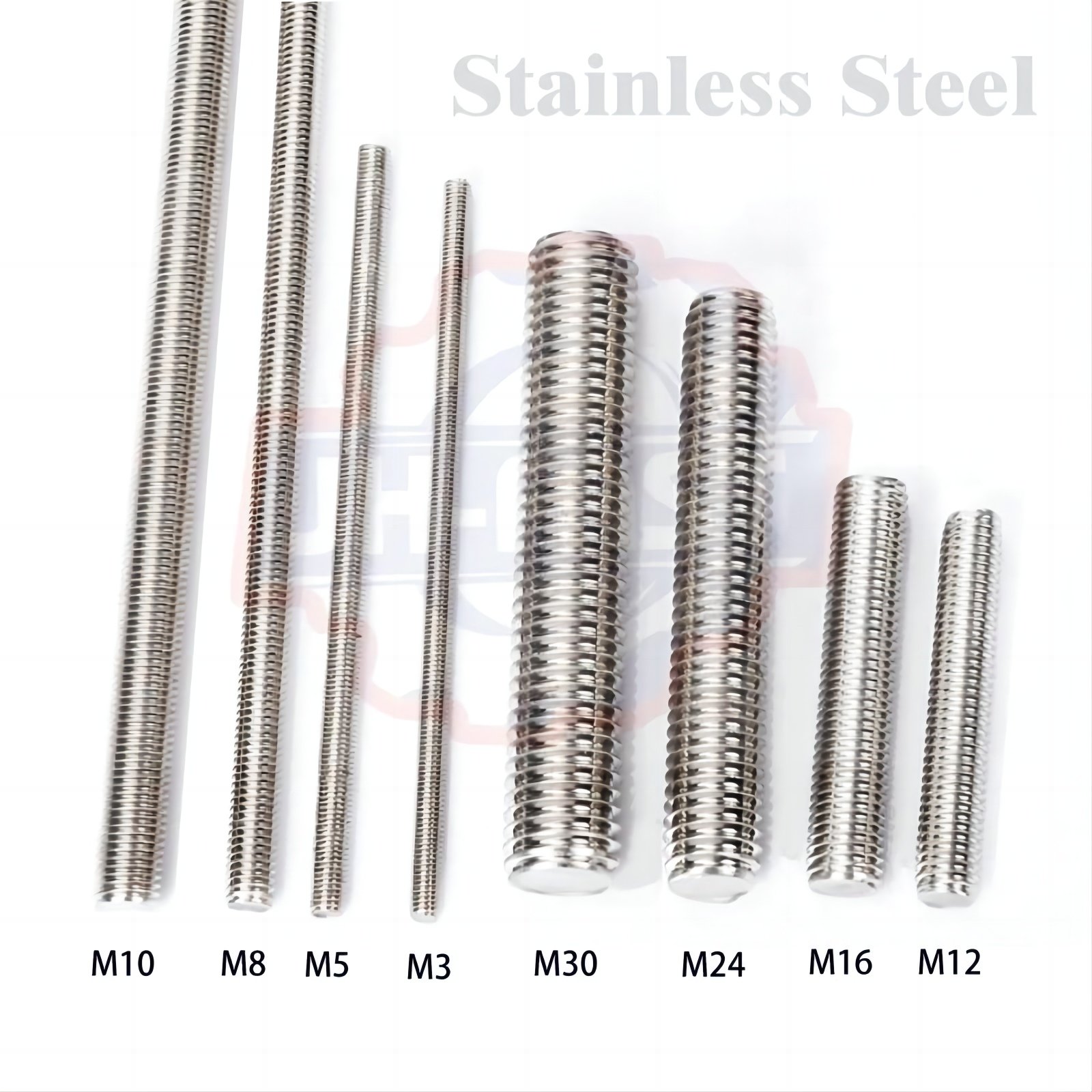 DIN975 M3 M5 M6 M8 M10 M12 M24 M36 Full Threaded Bar SS304 SS 304 316 Stainless Steel Threaded Rod Full Thread Stud Bolt Screw