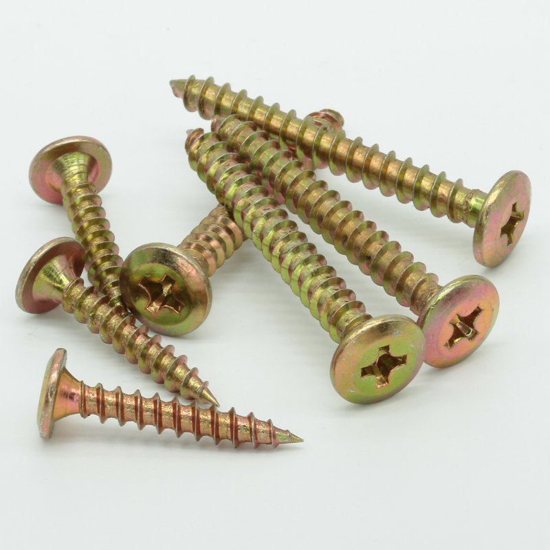 High Hardness M3/M4 Wood Screw Flat Countersunk Solid Furniture Zinc Color Chipboard Tapping Screws M-Word