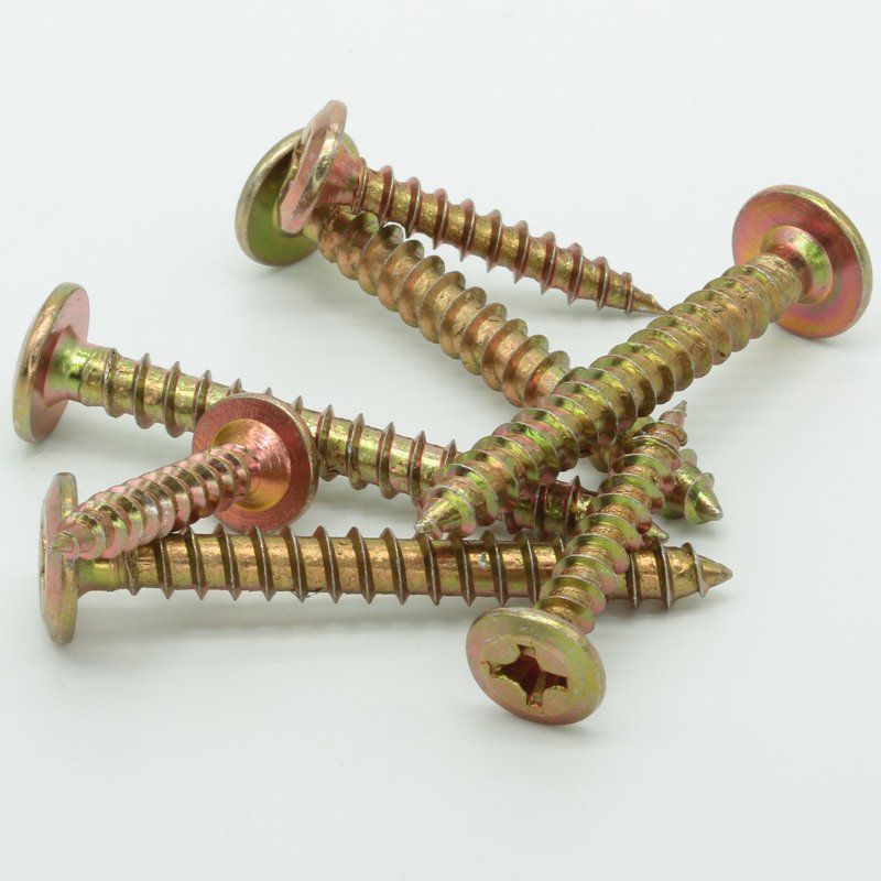 High Hardness M3/M4 Wood Screw Flat Countersunk Solid Furniture Zinc Color Chipboard Tapping Screws M-Word