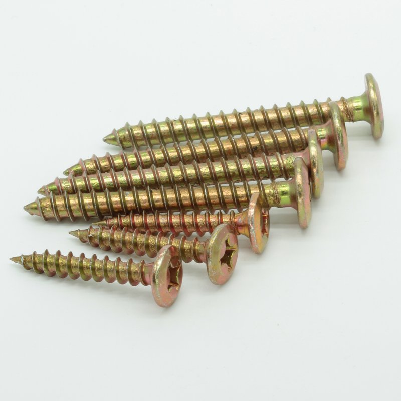 High Hardness M3/M4 Wood Screw Flat Countersunk Solid Furniture Zinc Color Chipboard Tapping Screws M-Word