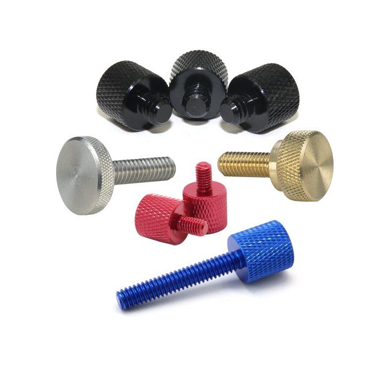 Jeasnn China High Precision Stainless Steel Bronze Brass Knurled Screw Custom Round Anodized Aluminum Knurled Thumb Screw