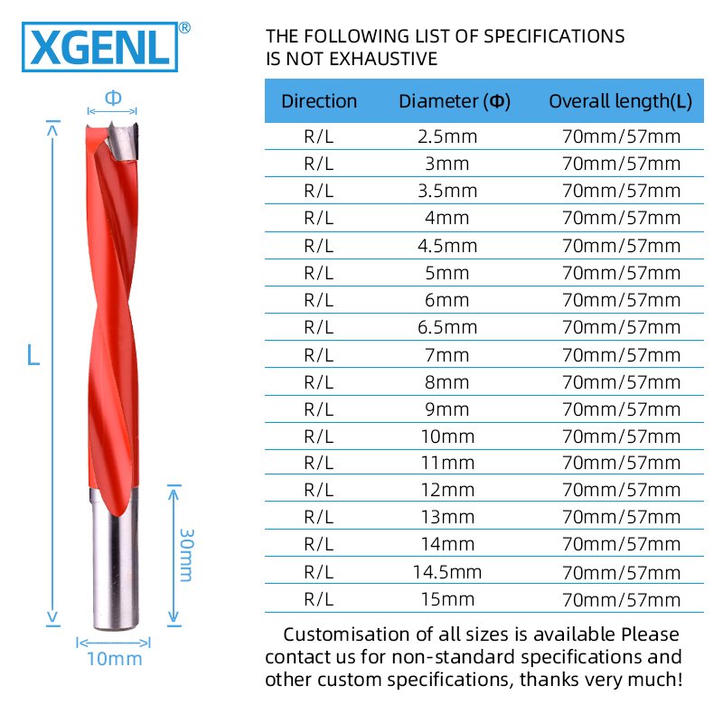 xgenl 2.5mm-16mm Wood Drilling Hole brad point drill bits CNC woodworking boring bits blind drilling tools