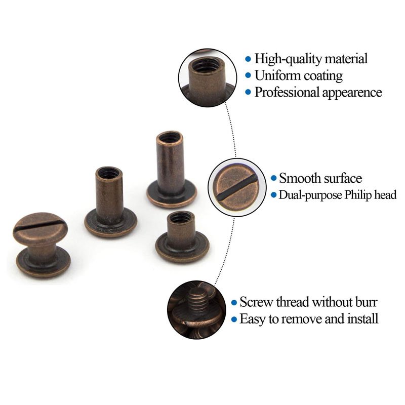 Thread Inserts Gold Chicago Binding Screws Bolt And Nut Metal Belt Screw Rivets Binding Chicago Screw