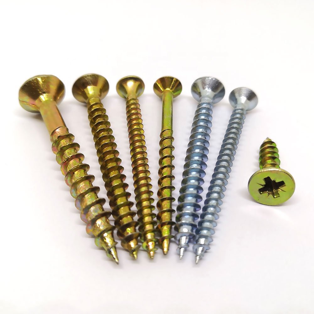 Yellow / White Zinc Countersunk Head DIN7505 Harden MDF Furniture Chipboard Screw For Wood