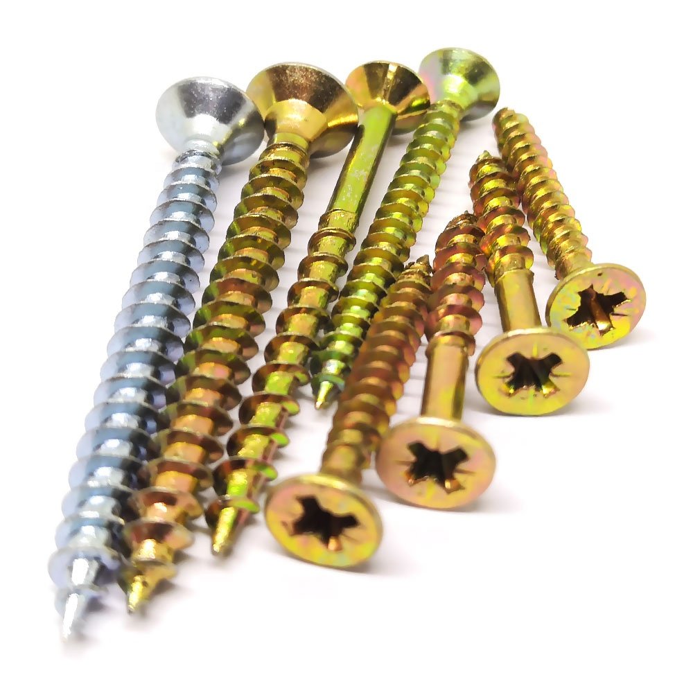 Yellow / White Zinc Countersunk Head DIN7505 Harden MDF Furniture Chipboard Screw For Wood