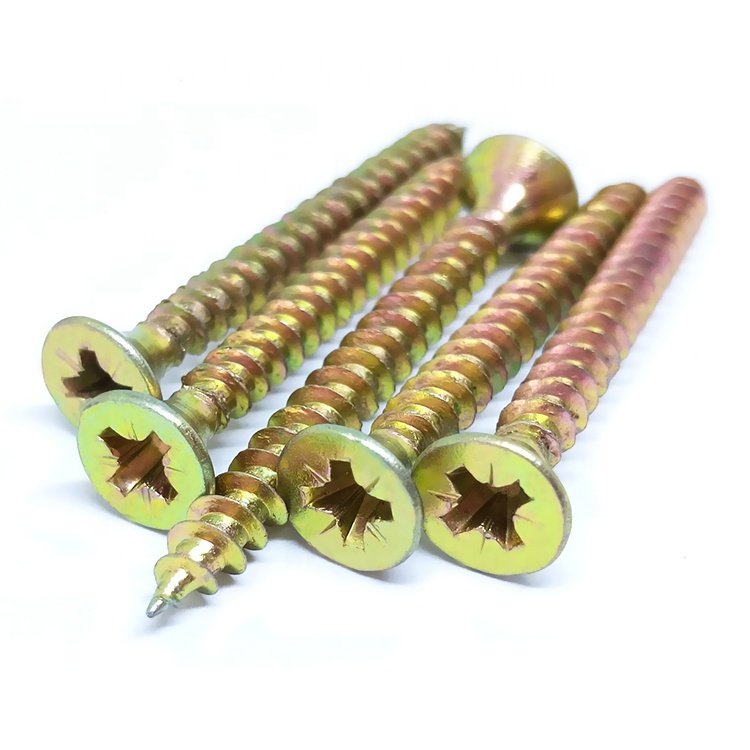 Yellow / White Zinc Countersunk Head DIN7505 Harden MDF Furniture Chipboard Screw For Wood