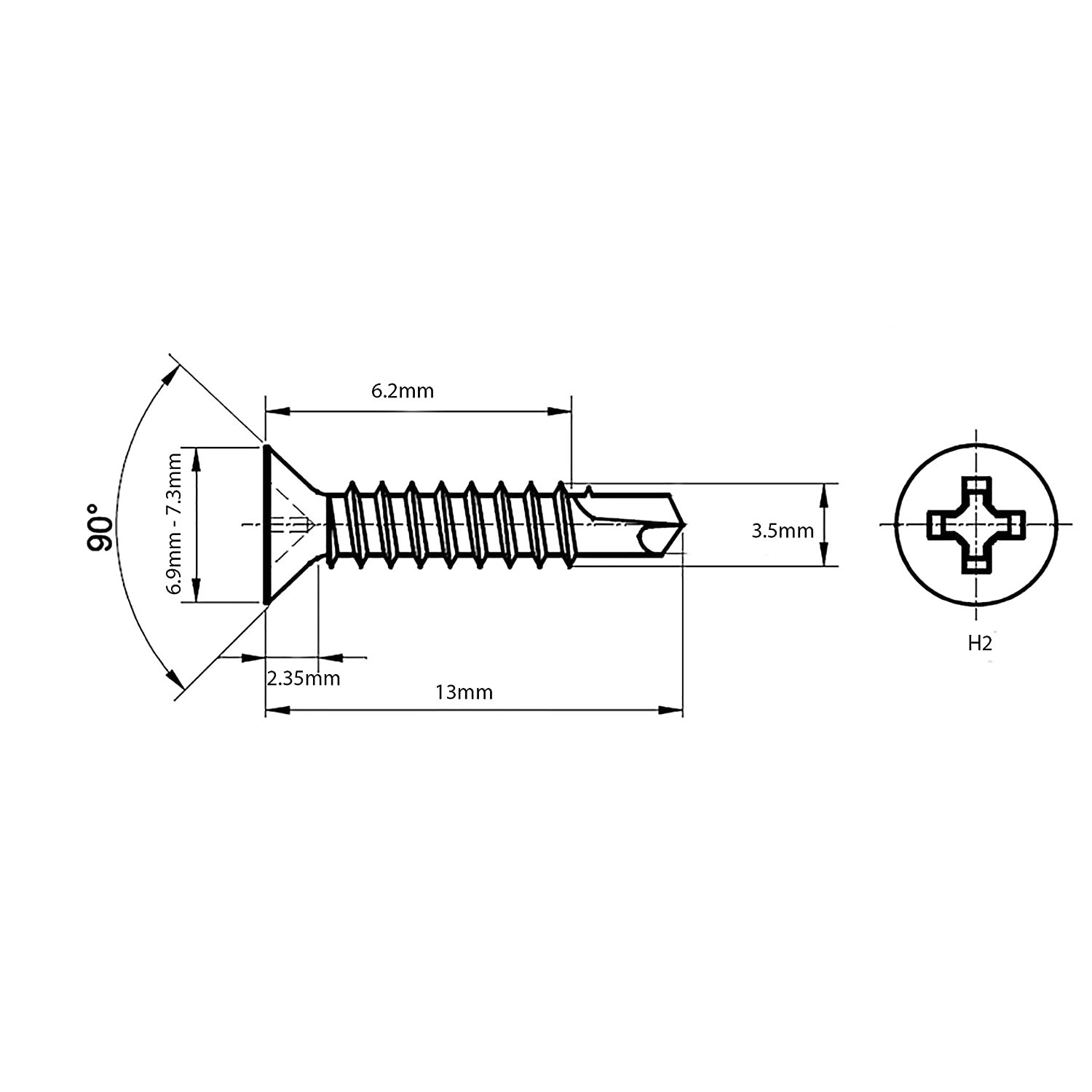 Sizes 3.9 M12 Philips Cross Recessed Carbon Steel Countersunk Csk Head Galvanized 160 Sds Self Drilling Tek Screw For Metal