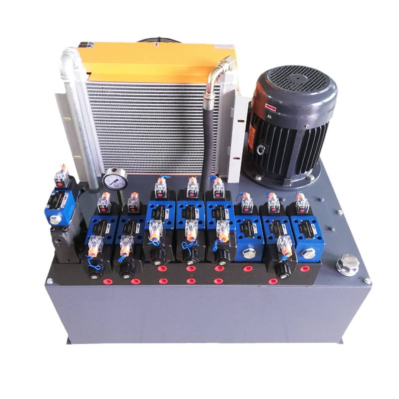 Multi -road valve hydraulic system assembly 5.5kW motor hydraulic pumping station with wind cooler oil station with synchronous motor